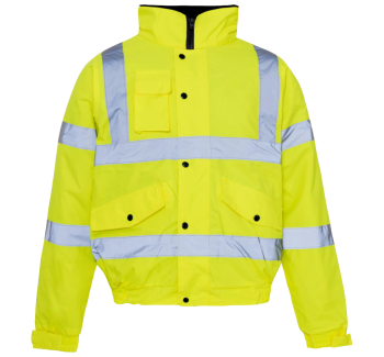 Hi-Vis Bomber Jacket with 8 Reflective Tape- 300D PU Oxford Winter Work Jacket Heavy Duty for Road Crews