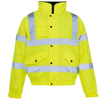 Hi-Vis Bomber Jacket with 8 Reflective Tape- 300D PU Oxford Winter Work Jacket Heavy Duty for Road Crews