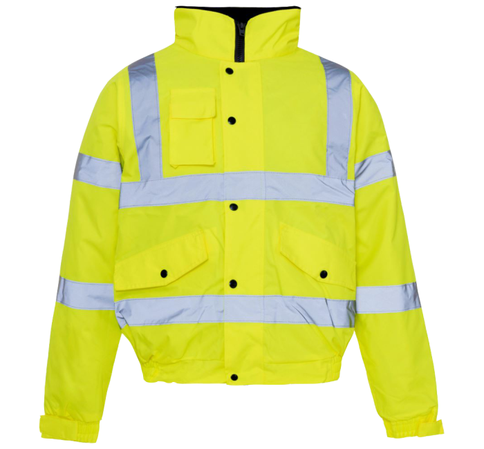 Hi-Vis Bomber Jacket with 8 Reflective Tape- 300D PU Oxford Winter Work Jacket Heavy Duty for Road Crews